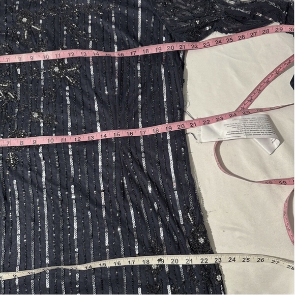 NWT $598 Mac Duggal [ 16 ] Embellished High Neck Long Sleeve Gown Blue‎ - Picture 6 of 15